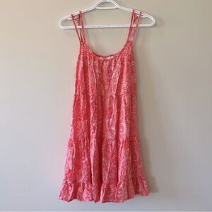 La Vie En Rose Aqua Paisley Tiered Strapless Dress